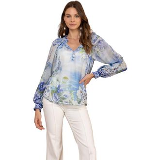 Hale Bob Jill Voile Top in Blue at Nordstrom, Size Medium