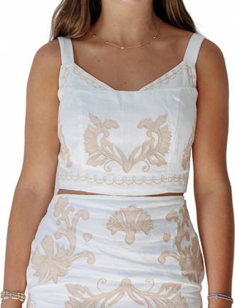 Ciebon Womens Lyra Embroidered Strap Top In White