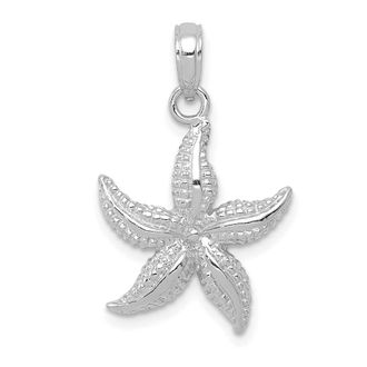 Diamond2Deal 10k White Gold Starfish Pendant