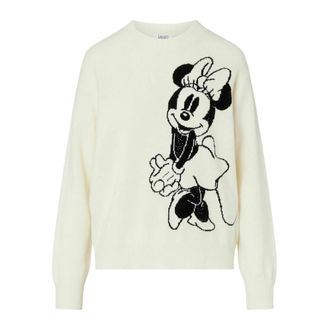 Liu Jo Miss Mouse Trui - Dames - Ronde hals truien - Wit - S - Wol - Truien & Vesten