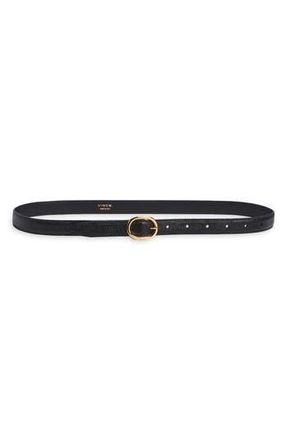 Vince Stitched Lizard Embossed Glazed Leather Belt in Black at Nordstrom Rack, Size X-Large