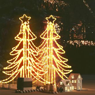 vidaXL Figura &Aacute;rbol Navidad Plegable 2 Pzas Blanco C&aacute;lido 87x87x93 Cm Vidaxl