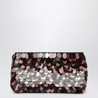 Dries Van Noten Burgundy sequin clutch
