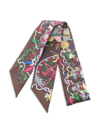 Herm&egrave;s 2000s La Folle scarf - women - Silk - One Size - Brown