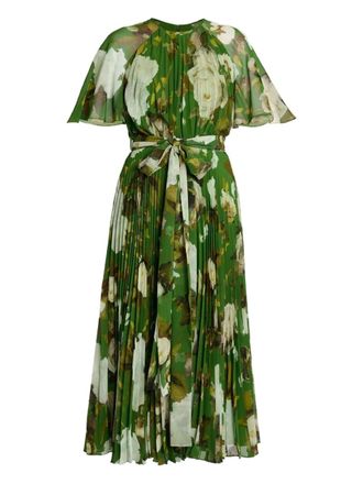 Erdem floral-print midi dress - women - Polyester/Silk - 8 - Green