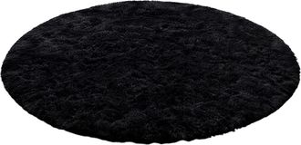 OEM Tapis Redondo - Shaggy - Di&aacute;metro 120 Cm - Para Sal&oacute;n Habitaci&oacute;n Cama Sof&aacute; - Negro