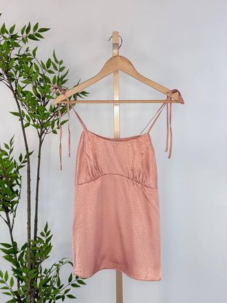 Naked Zebra Womens Soft Focus Tie-Strap Cami Top In Blush