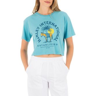 Hurley Burro Boxy Crop Cotton Graphic T-Shirt in Maui Blue at Nordstrom, Size X-Small