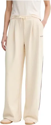 Guess Broeken, Dames, Beige, L, Katoen, Jasmine Wide Leg Trainingsbroeken