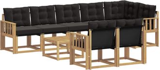 vidaXL Conjunto De Sof&aacute;s De Exterior 9 Uds. Blanco Y Negro Vidaxl