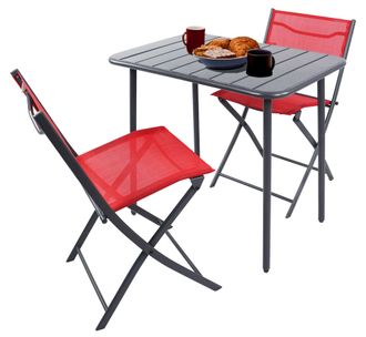 VCM 3 Piezas Conjunto De Muebles De Jard&iacute;n Grupo De Asientos Grupo De Comedor 1xmesa, 2x Sillas Mesa Dimensiones Aprox. Al. 72 X An. 80 X P. 55 Cm Barra P