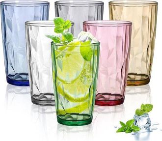 OEM Juego De 6 Vasos Grandes De 470 Ml, Vasos Largos De Pl&aacute;stico De Colores Para Agua, Zumo Y C&oacute;cteles