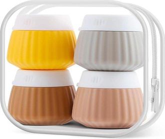 OEM Envases De Viaje Para Art&iacute;culos De Aseo Personal, 4 Tarros De Crema De 40 Ml, Envases De Viaje A Prueba De Fugas Con Bolsa, Tapa Amarilla