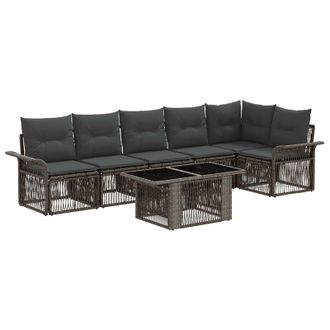 vidaXL Conjunto De Sof&aacute;s De Jard&iacute;n 7 Uds. Gris Y Gris Oscuro Vidaxl