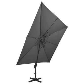 Berkfield Home Durable Cantilever Umbrella with Double Top 300x300 cm Anthracite in Dark Grey