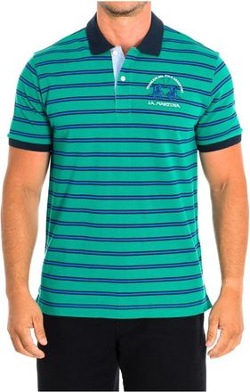 La Martina Gestreept Poloshirt met Korte Mouwen - Heren - Polos - Groen - M - Katoen - Tops