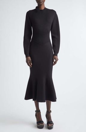 Givenchy Long Sleeve Bow Wool & Cotton Blend Trumpet Sweater Dress in Black at Nordstrom, Size X-Large