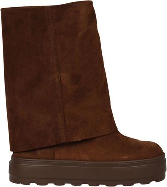 Casadei Omkeerbare Su&egrave;de Laarzen met Interne Sleehak - Dames - Winterlaarzen - Bruin - 39 EU - Su&egrave;de - Schoenen