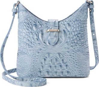 Brahmin Small Gwynne Croc Embossed Leather Crossbody Bag in Stonewash at Nordstrom