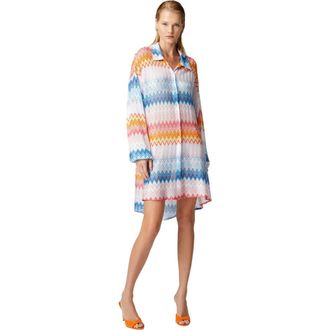 Missoni Oversized Shirt In Zig Zag Lam&eacute; Viscose Blend in Multicoloured at Nordstrom, Size Large