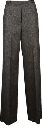 Marella Brown Acrylic-Blend Metallic Straight-Leg Pants