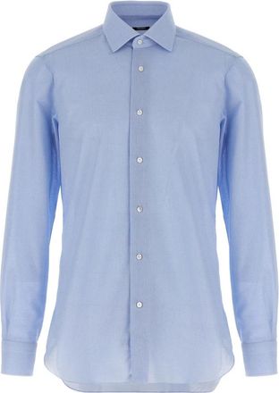 Barba Honeycomb Katoenen Overhemd - Heren - Zakelijke Overhemden - Blauw - S - Katoen - Overhemden