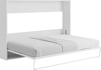 Vente-Unique Cama abatible 140 x 200 cm - Apertura horizontal manual - blanco - MALINA II