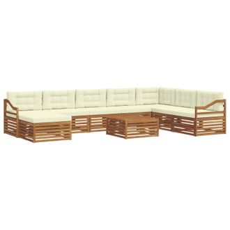 vidaXL Conjunto De Sof&aacute;s De Exterior 9 Uds. Natural Y Crema Vidaxl