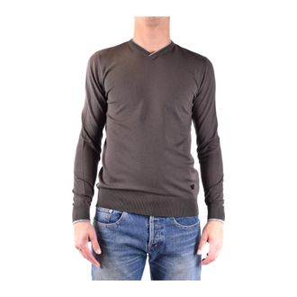 Armani Jeans V-neck Knitwear, male, Green, Size: M V-Neck Long Sleeve Knitwear