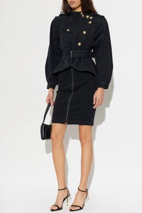 Balmain Denim Skirt, Womens, Black