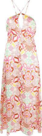 Forte_Forte geometric-pattern midi dress - women - Silk/Viscose - II - Neutrals