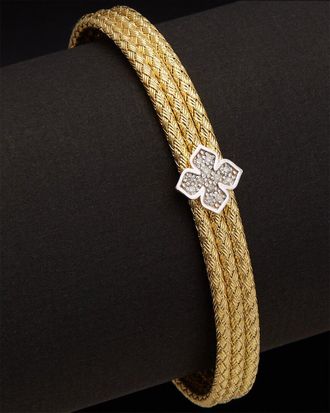 Meshmerise 18K Over Silver 0.12 Ct. Tw. Diamond Bangle Bracelet