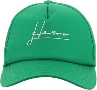 Herno Cotton Logo Cap - Dames - Petten - Groen - ONE Size - Katoen - Accessoires