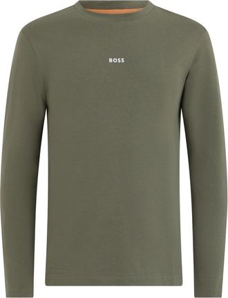 HUGO BOSS Trui met lange mouwen - Heren - Longsleeves - Groen - M - Katoen - Tops