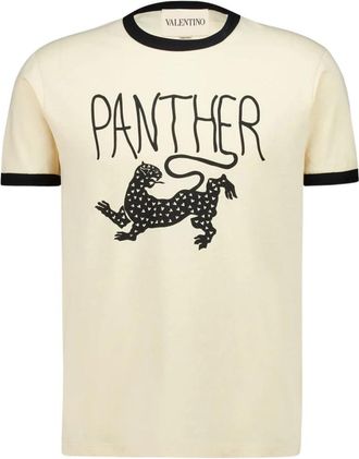 Valentino Garavani Panther T-Shirt - Heren - T-shirts - Beige - L - Katoen - Tops