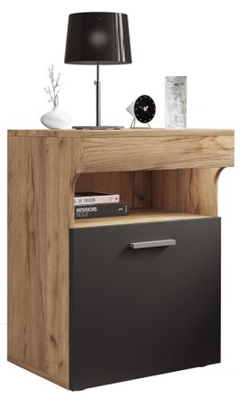 ebuy24 Ebuy24 - Mueble De Noche Vcm Mesita Lateral Con Puerta Giratoria Mesita De Noche Dimensiones Aprox. Al. 61 X An. 45 X T. 39 Cm - Slepal M (roble De Mi