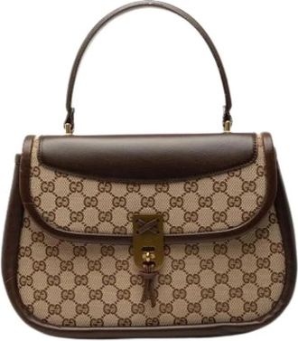 Gucci Pre-owned Vintage Handbag - Dames - Vintage Handtas - Beige - ONE Size - Leer - Vintage