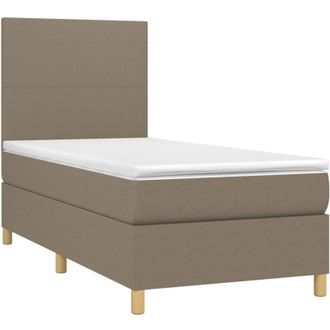 vidaXL Cama Box Spring Colch&oacute;n Y Luces Led Gris Taupe 80x200 Cm Vidaxl