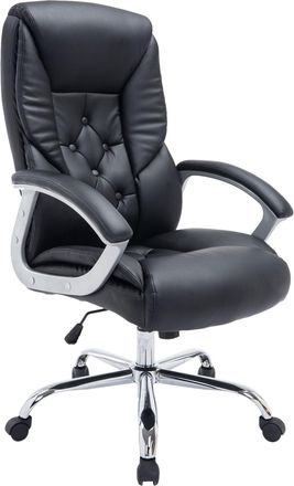 Clp Silla de oficina giratoria regulable en simil cuero negro