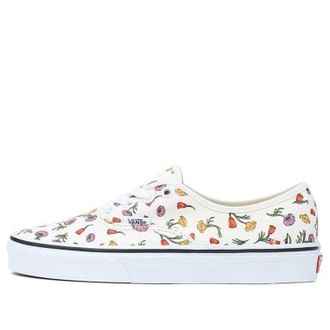 Vans Authentic Classic Casual Skateboarding Shoes Unisex Beige Flowers Printing White Purple Orange VN0A5JMPCRM