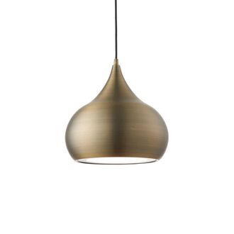 Netlighting Brosnan 1 Light Dome Ceiling Pendant Matt Antique Brass in Yellow