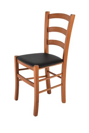 Tommychairs Tommychairs Silla Venice En Haya Cerezo, Asiento Polipiel Negra