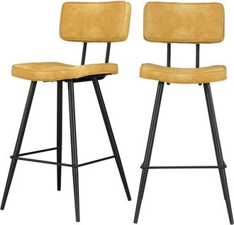 Rendez-Vous D&eacute;co Rendez-vous D&eacute;co - Set De 2 Taburetes Para Isla De Cocina De Sint&eacute;tico Amarillo 66 Cm - Texas