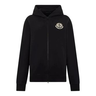 Moncler Zip-hoodie met logopatch - Heren - Sweatshirts & Hoodies - Zwart - Maat: XL Katoen