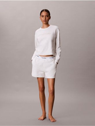 Calvin Klein Womens Icon Cotton Terry Sleep Shorts - White - XL