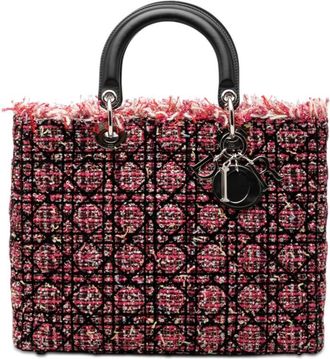 Dior Pre-owned Dior Large Tweed Cannage Fringe Lady Dior Ladies JU5YSXBZGNFBQLCM