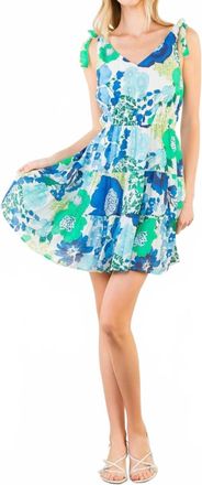 THML Clothing Floral Print With Shoulder Tie Straps Dress In Multi