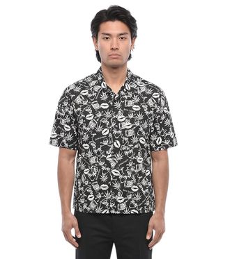 Palm Angels Black Graphic Print Shirt