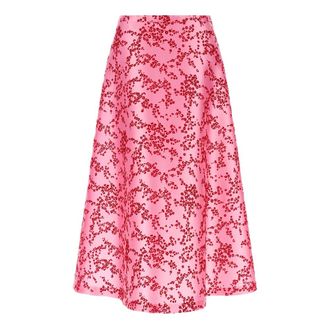 Alberta Ferretti Rokken, Dames, Roze, XS, Polyester, Floral Mikado A-lijn Midi Rok