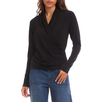 Karen Kane Travel Jersey Drape Cross Front Top in Black at Nordstrom, Size X-Small